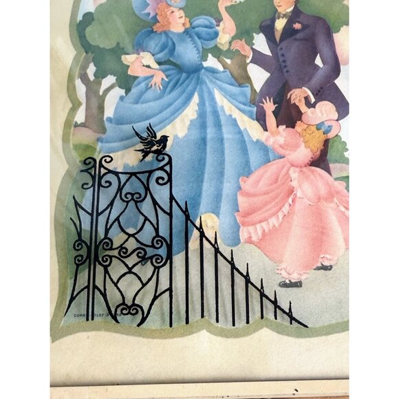 Vintage 40's Silhouette Reverse Paintings Convex Glass Victorian Woman Man Child - Picture 11 of 11